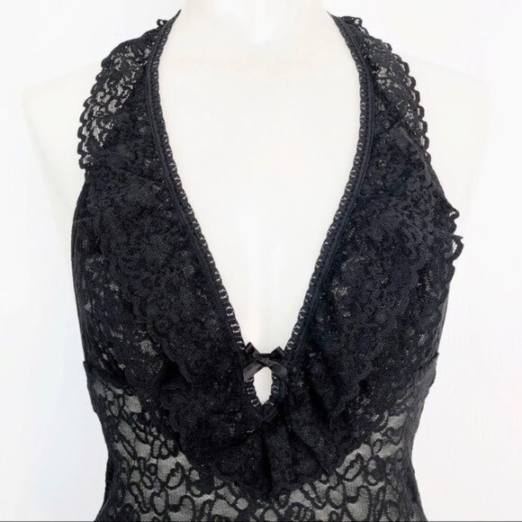Victorias Secret The Lacie Lace Ruffle Halter Neck Camisole Babydoll Medium - Picture 6 of 10